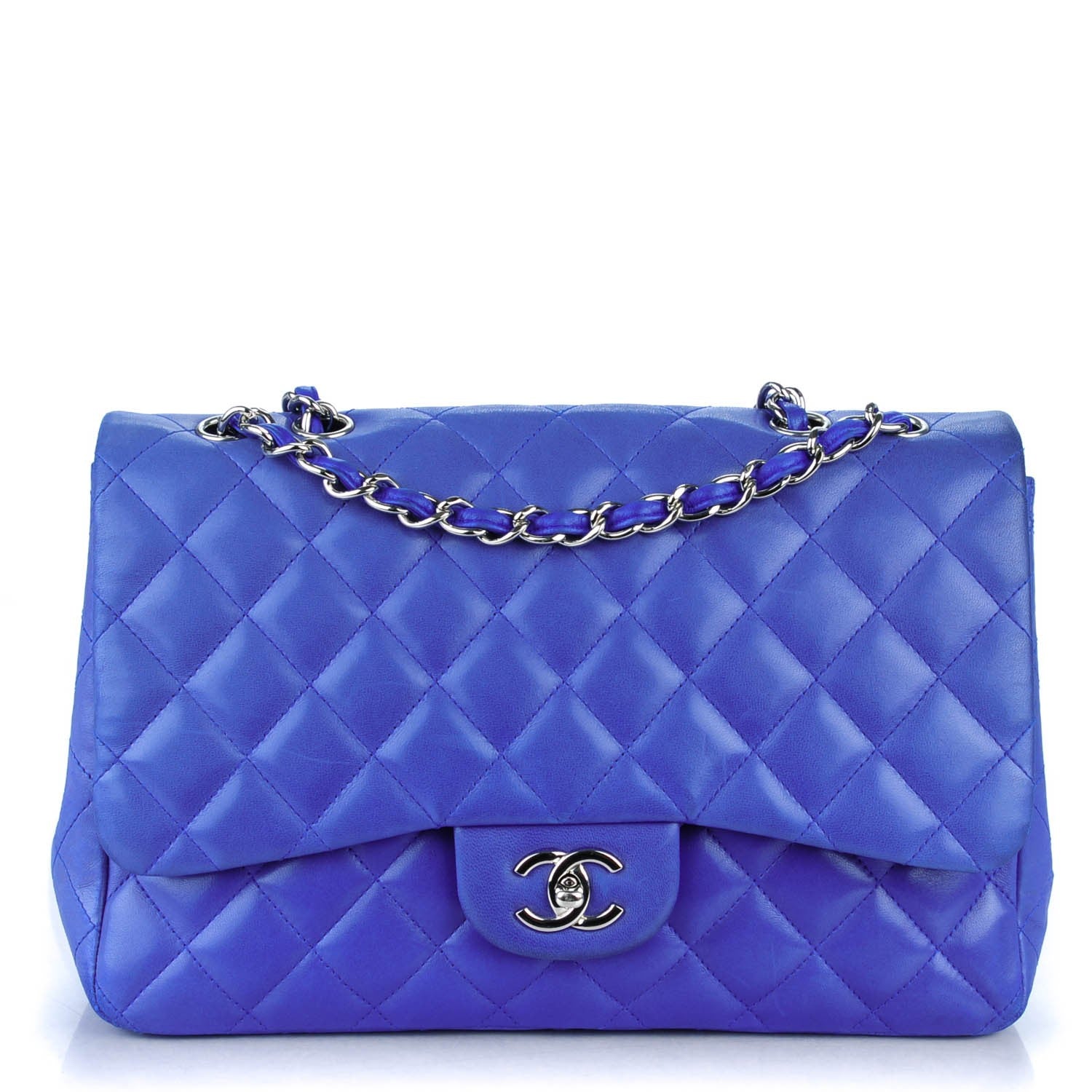 Chanel Lambskin Quilted Jumbo Single Flap Blue 1 of 10