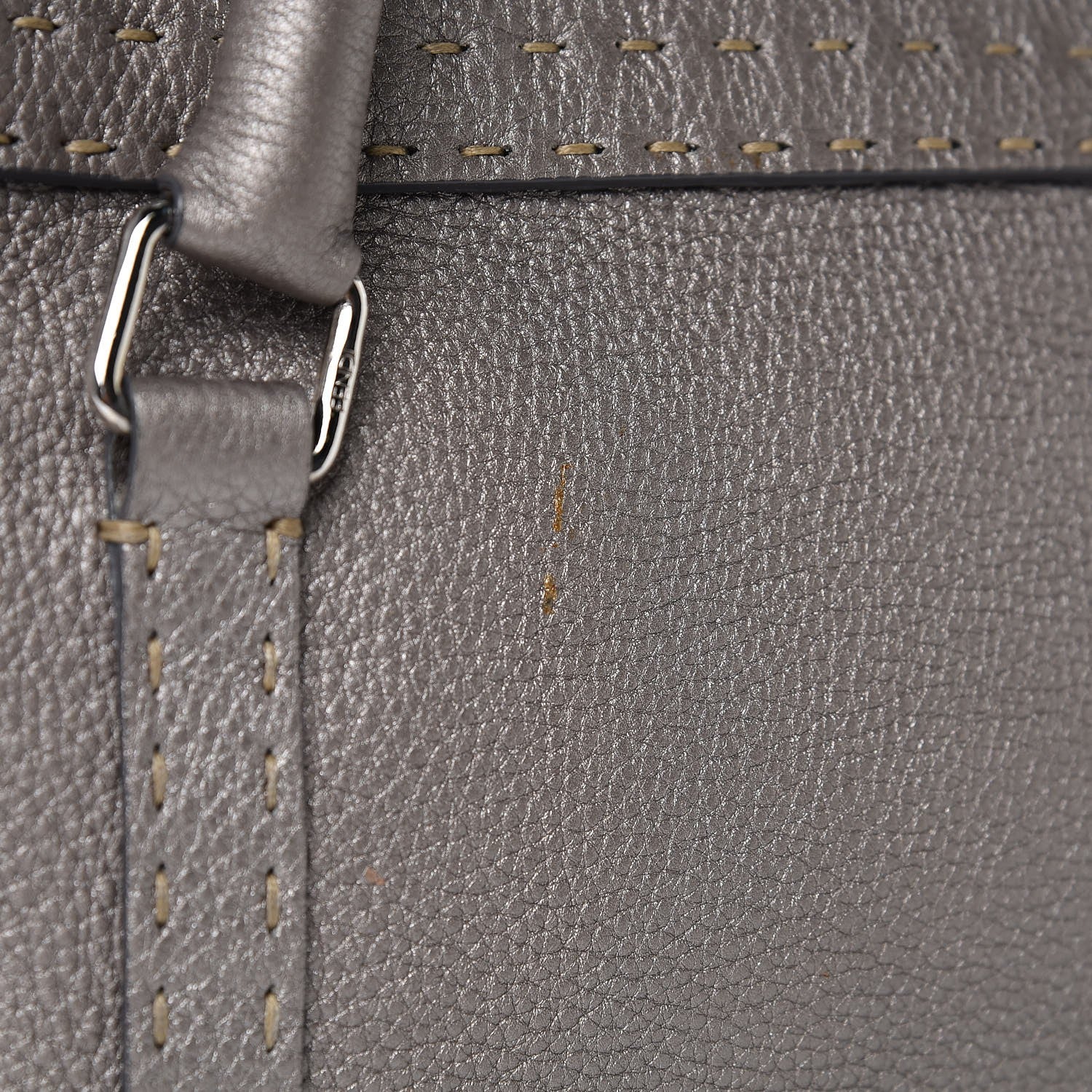 Fendi Cuoio Romano Selleria Medium Linda Satchel Peltro 13 of 13
