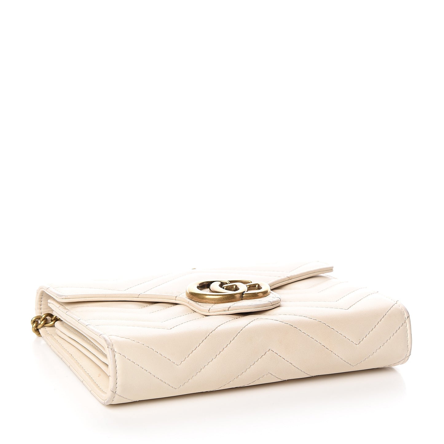 Calfskin Matelasse GG Marmont Chain Wallet Mystic White