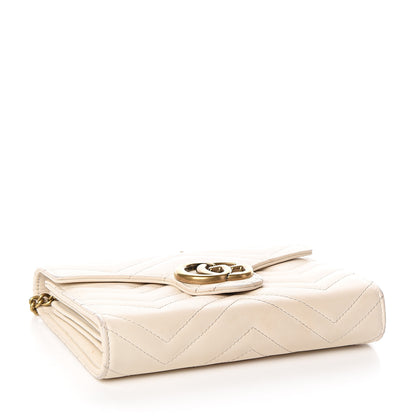Gucci Calfskin Matelasse GG Marmont Chain Wallet Mystic White 3 of 12