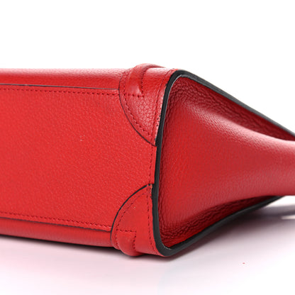 Celine Drummed Calfskin Nano Luggage Red 9 of 27
