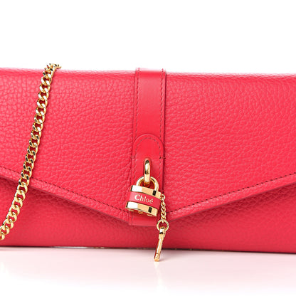 Chloe Shiny Grained Calfskin Aby Wallet on Chain Crimson Pink 8 of 8