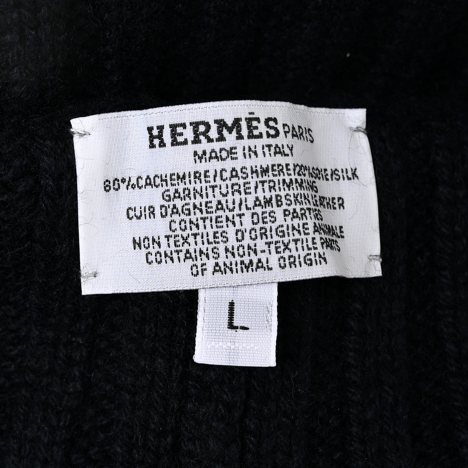 Hermes Cashmere Silk H Torsade Beanie Hat L Navy 5 of 5