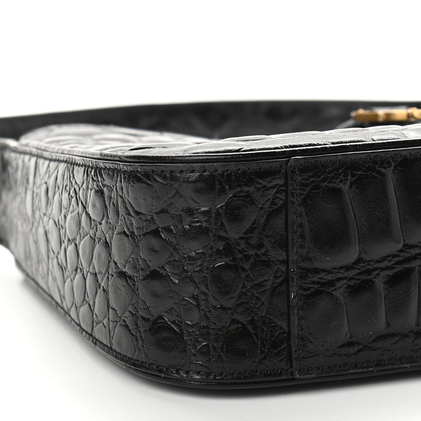 Calfskin Crocodile Embossed Le 5 A 7 Hobo Black