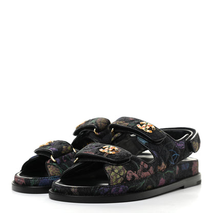 Chanel Denim Quilted Dad Sandals 35.5 Black Multicolor 3 of 8