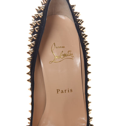 Christian Louboutin Veau Velours Calf Hair Leopard Lady Peep Spikes 150 Pumps 38 Black Bronze 7 of 8