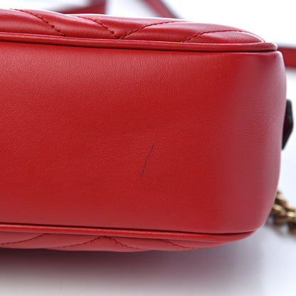 Gucci Calfskin Matelasse Small GG Marmont Chain Shoulder Bag Hibiscus Red 10 of 12