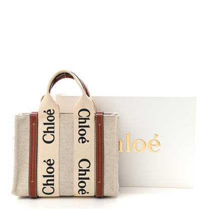 Chloe Cotton Calfskin Small Woody Ribbon Tote White Brown 12 of 12