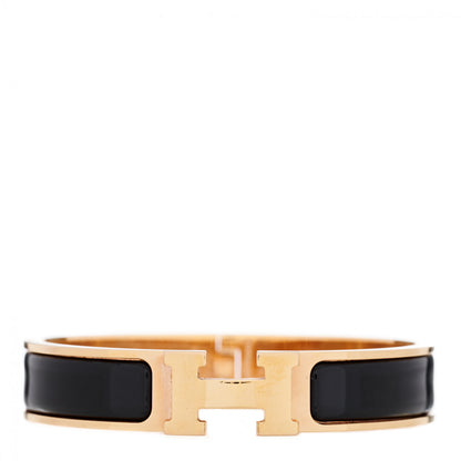 Hermes Enamel Narrow Clic Clac H Bracelet PM Black 1 of 4