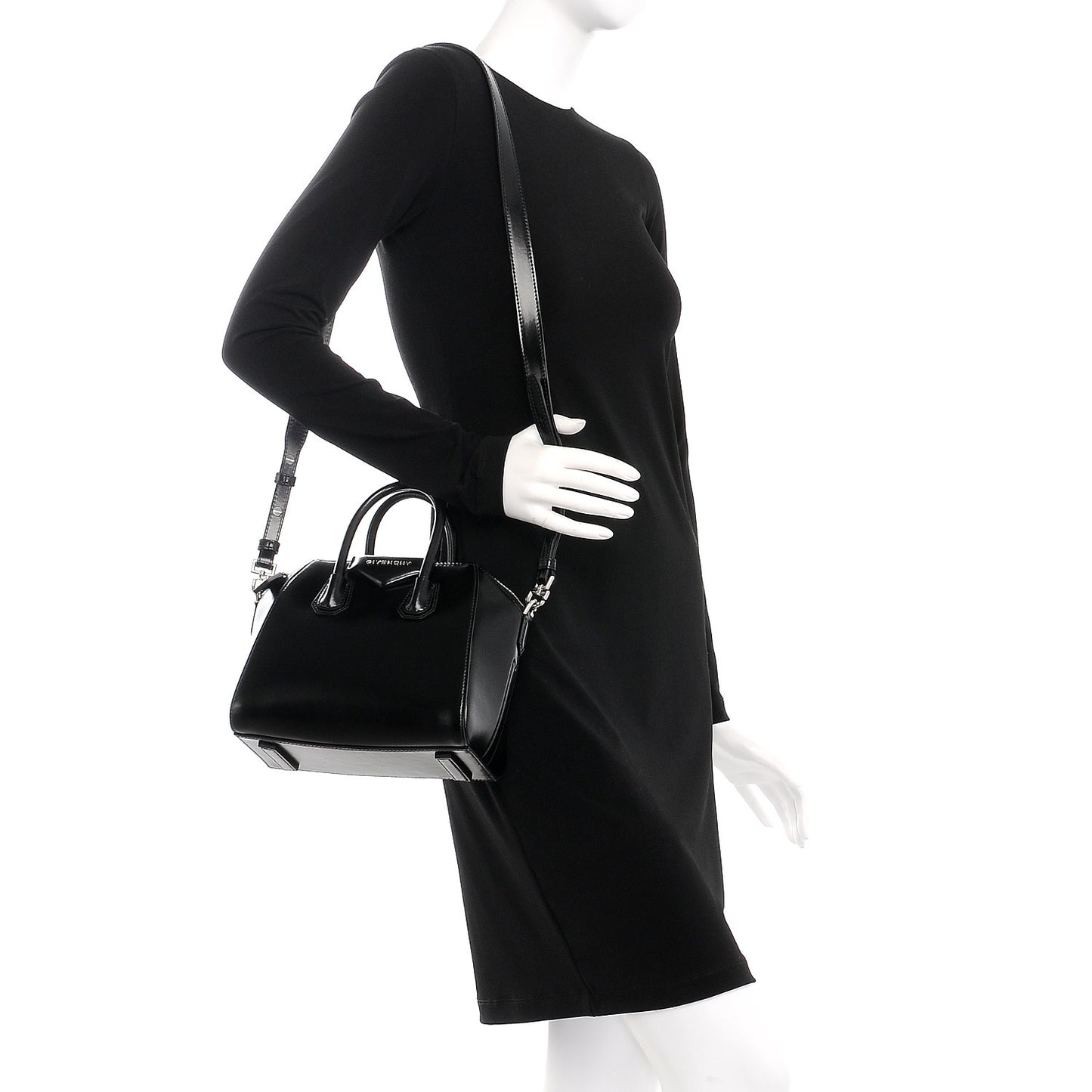 Shiny Lord Calfskin Mini Antigona Black