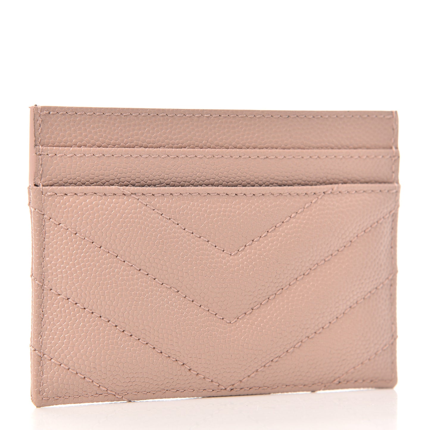 Grain De Poudre Matelasse Chevron Monogram Credit Card Case Pale Blush