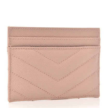 Saint Laurent Grain De Poudre Matelasse Chevron Monogram Credit Card Case Pale Blush 3 of 6