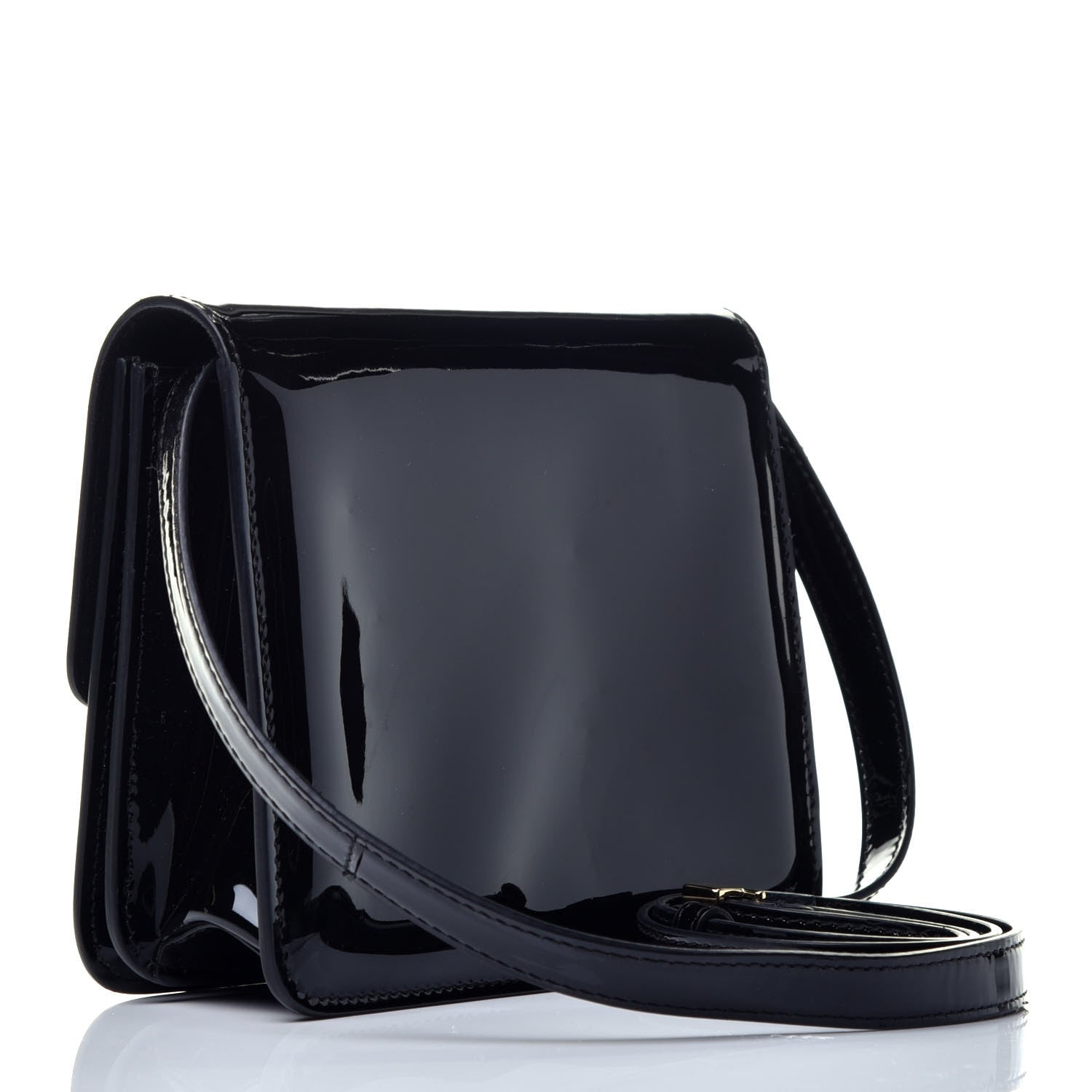 Fendi Vitello Vernice Mou Karligraphy Crossbody Bag Black 3 of 9