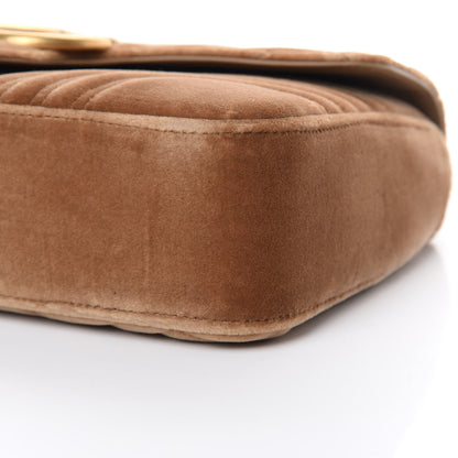 Gucci Velvet Matelasse Medium GG Marmont Shoulder Bag Taupe 9 of 11