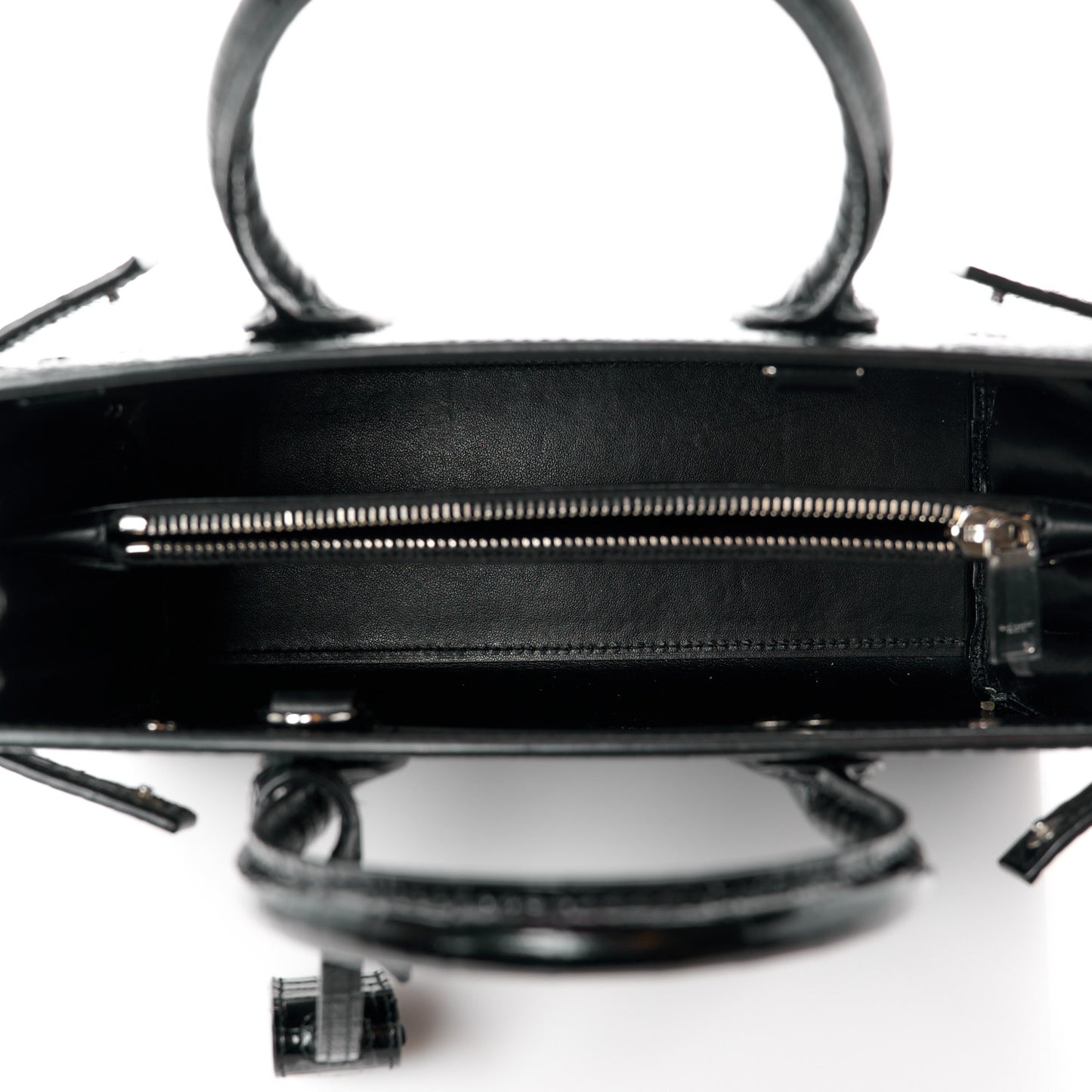 Calfskin Crocodile Embossed Baby Sac De Jour Black