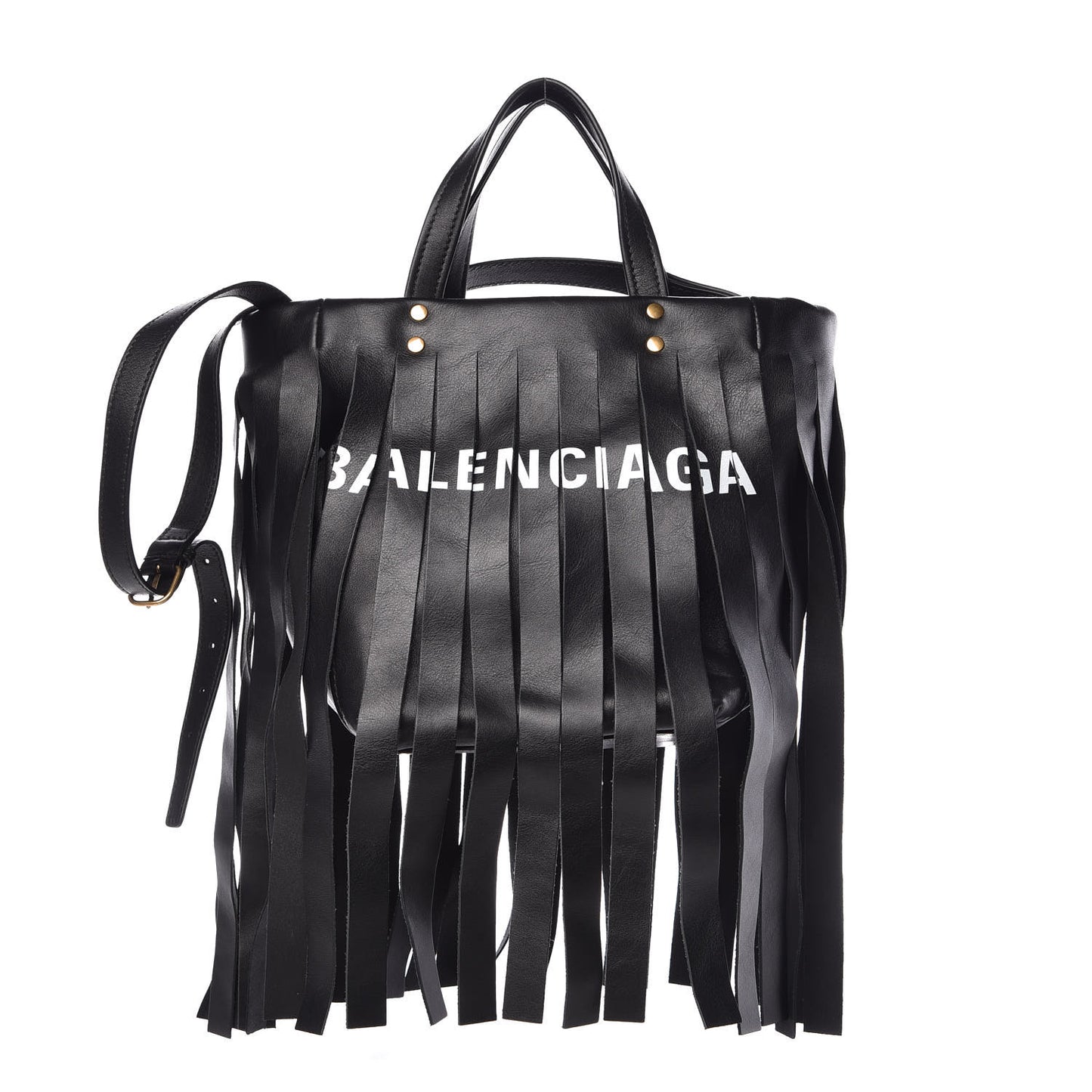 Calfskin XS Fringe Laundry Cabas Black