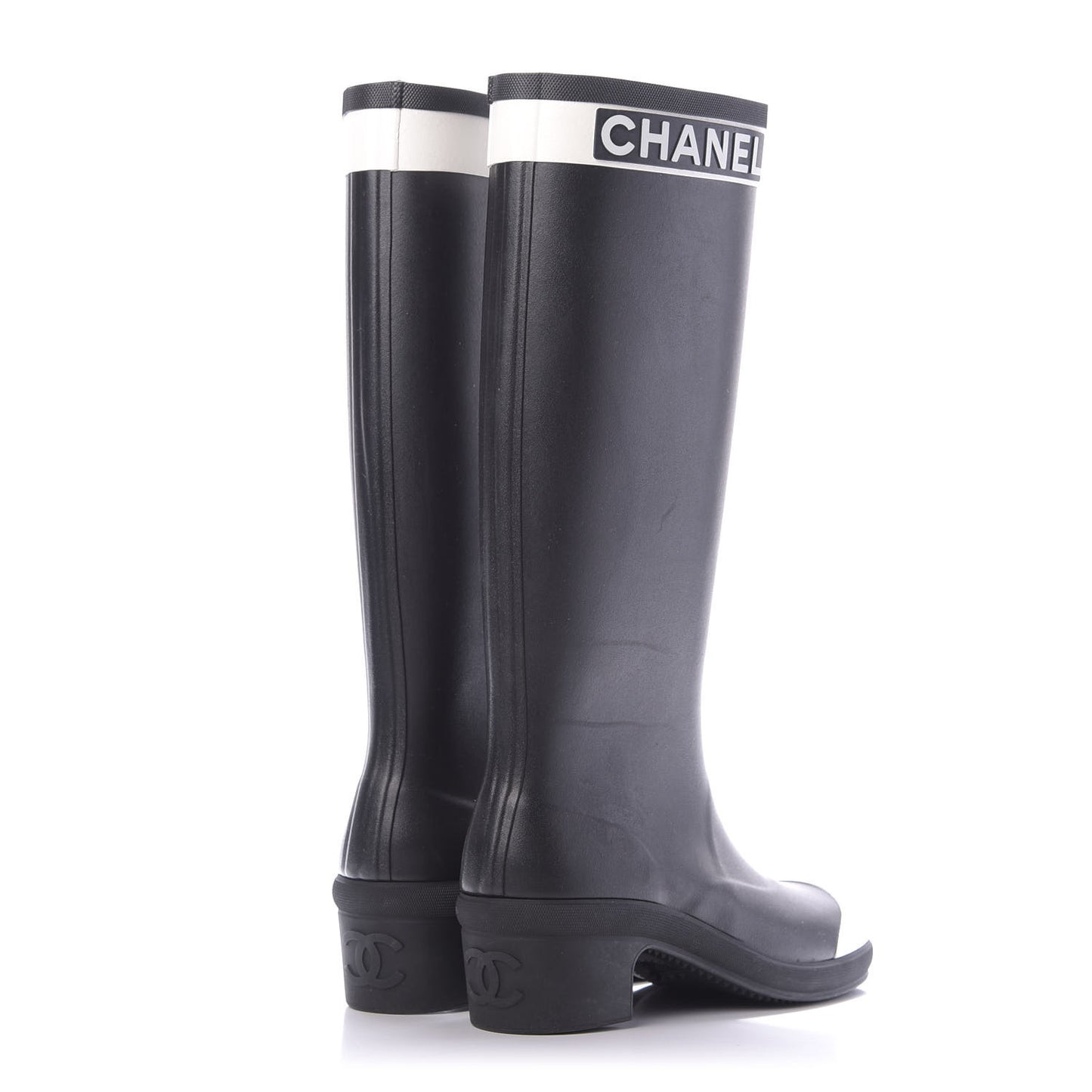 Rubber Logo Rain Boots 40 Black White