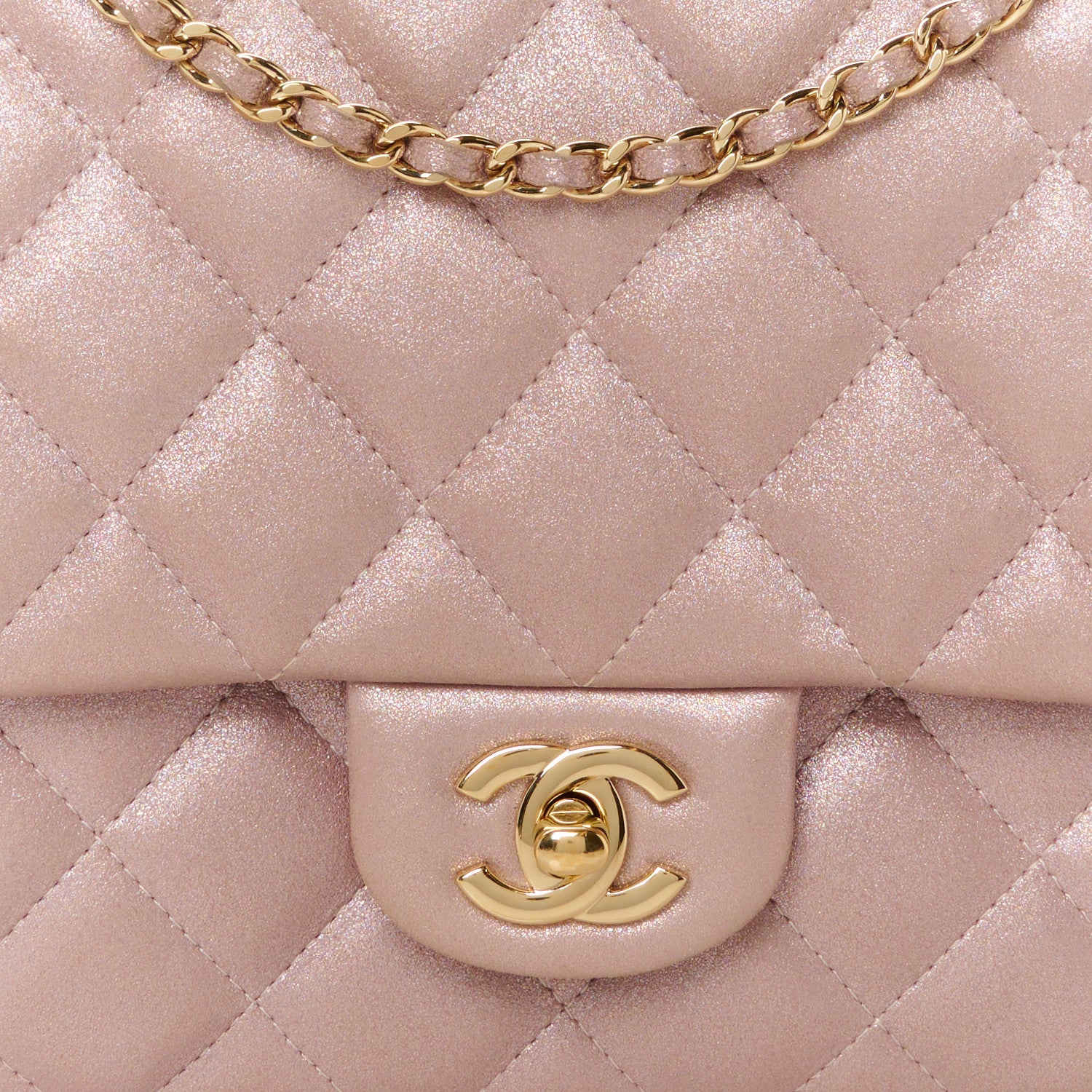 Chanel Iridescent Calfskin Quilted Clutch With Chain Flap Pink 9 of 12