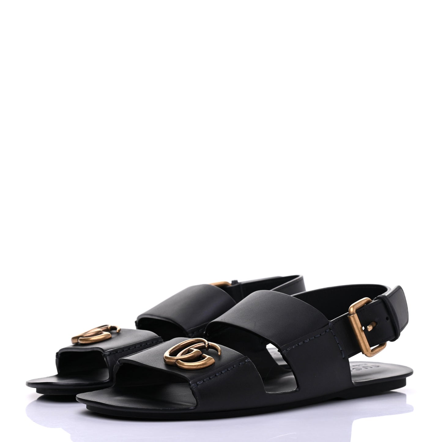 Calfskin Mens GG Marmont Sandals 7 Black