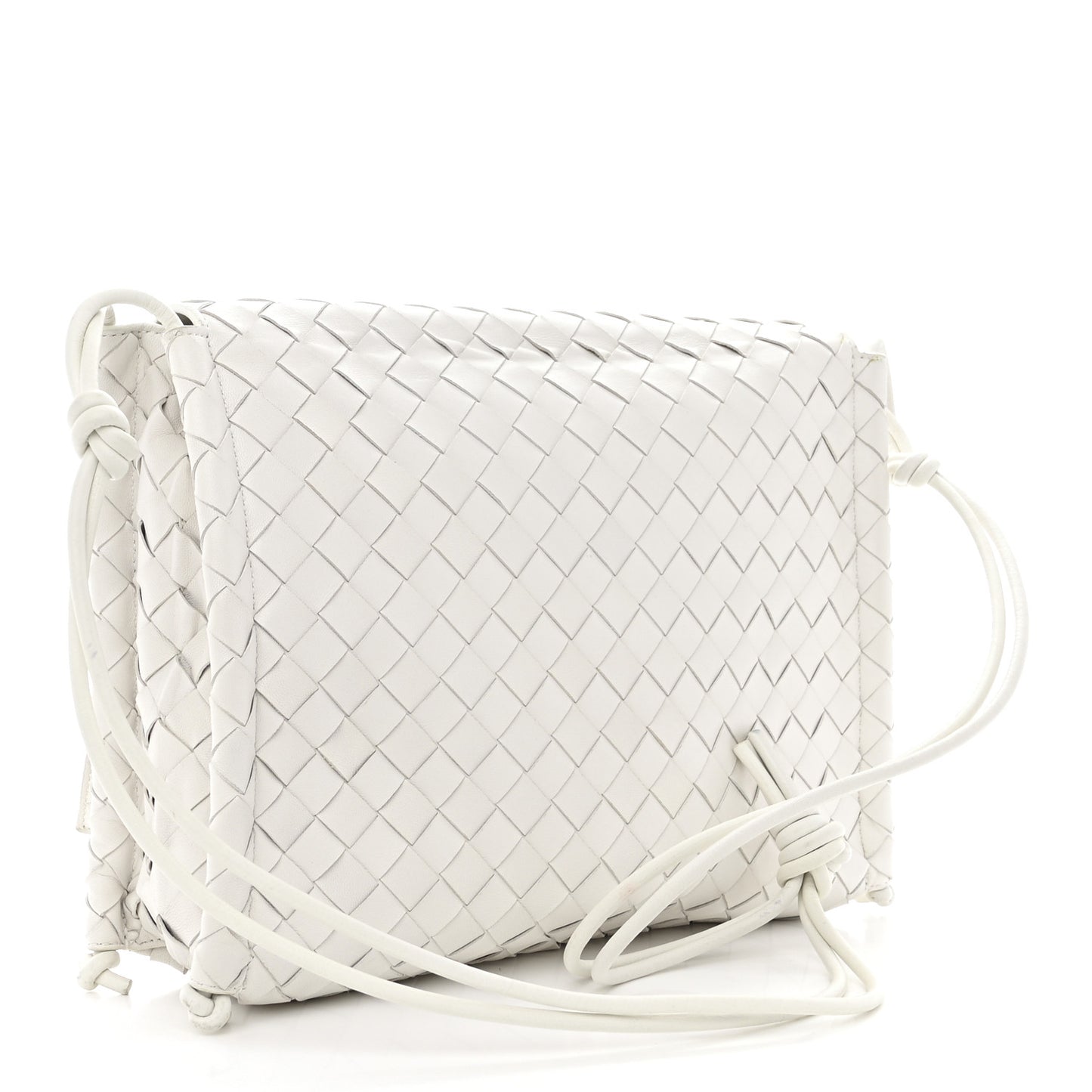 Nappa Intrecciato Medium Knot Flap Crossbody White