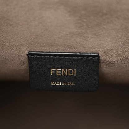 Fendi Vitello Century Wicker FF 1974 Embossed Medium Runaway Shopper Tote Black 6 of 10