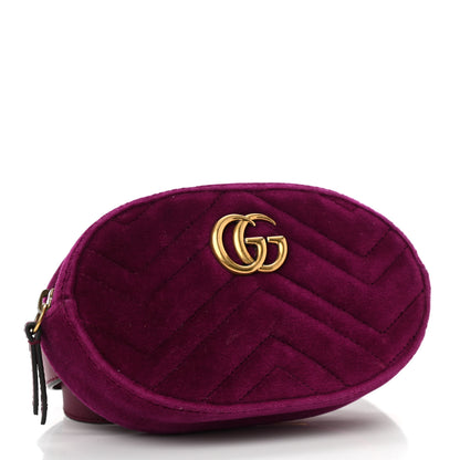 Gucci Velvet Matelasse GG Marmont Belt Bag 85 34 Fuchsia Violet Cyclamen 3 of 9