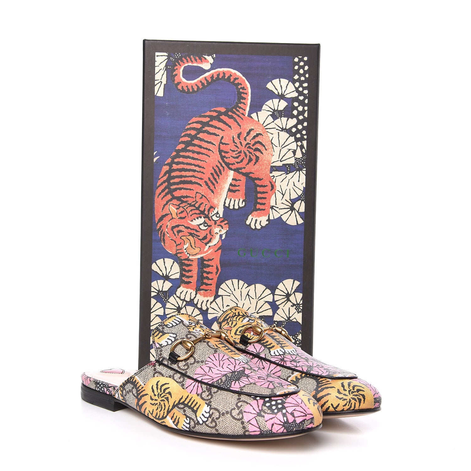 Gucci GG Supreme Monogram Bengal Womens Princetown Slippers 36 Beige Crop Pink 9 of 9