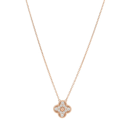 Van Cleef & Arpels 18K Rose Gold Diamond Vintage Alhambra Pendant Necklace 1 of 4
