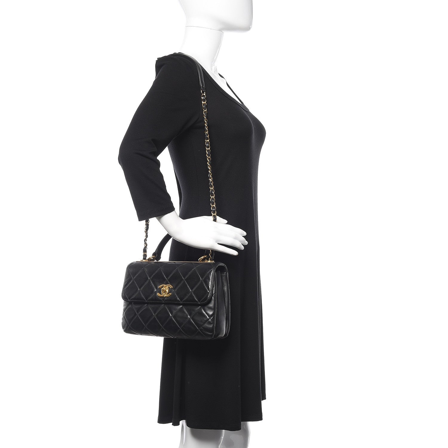 Chanel Lambskin Quilted Small Trendy CC Dual Handle Flap Bag Black 2 of 17