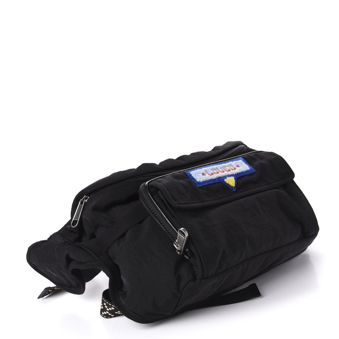 Nylon 80s Logo Patch Belt Bag Black