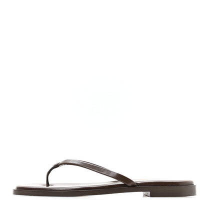 Chanel Goatskin CC Times Square Thong Sandals 37.5 Brown 1 of 8