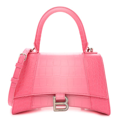 Balenciaga Calfskin Crocodile Embossed Degrade Small Hourglass Top Handle Bag Sweet Pink 1 of 12
