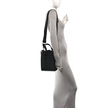 Fendi Vitello Cher Logo Embossed Mini Go To Shopper Tote Black 2 of 9