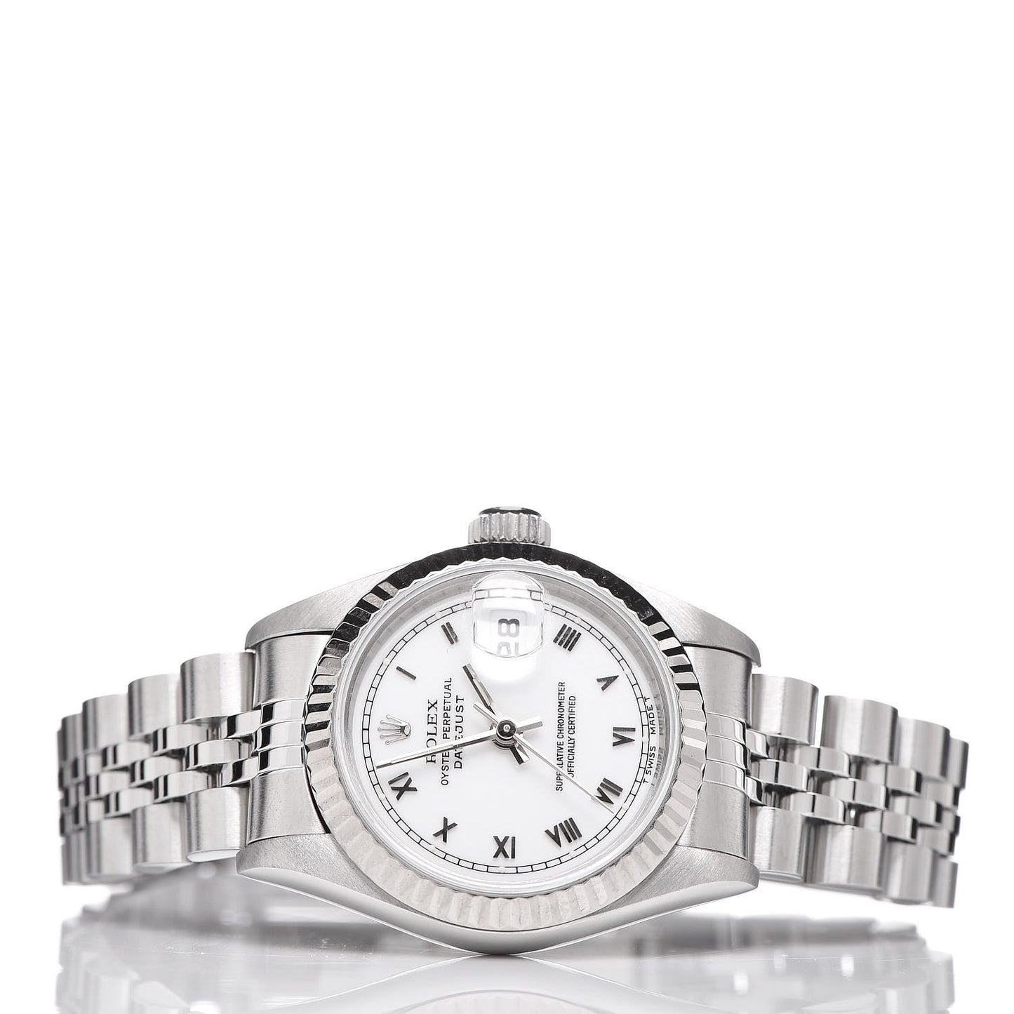 Stainless Steel 18K White Gold 26mm Oyster Perpetual Datejust Watch White Roman 69174