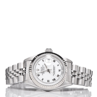 Rolex Stainless Steel 18K White Gold 26mm Oyster Perpetual Datejust Watch White Roman 69174 3 of 8