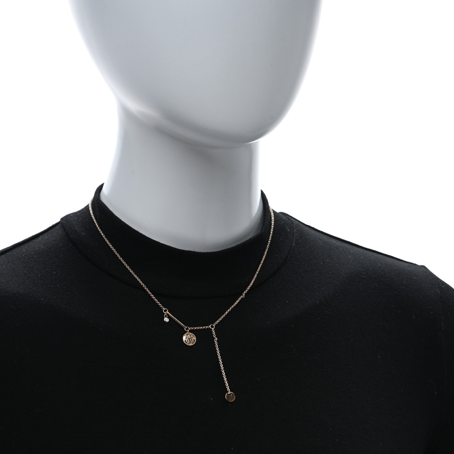Hermes 18K Rose Gold Diamond TPM Ex-Libris Pendant Necklace 3 of 5