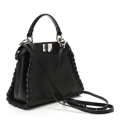 Fendi Nappa Lace Up Mini Peekaboo Iconic Satchel Black 3 of 11