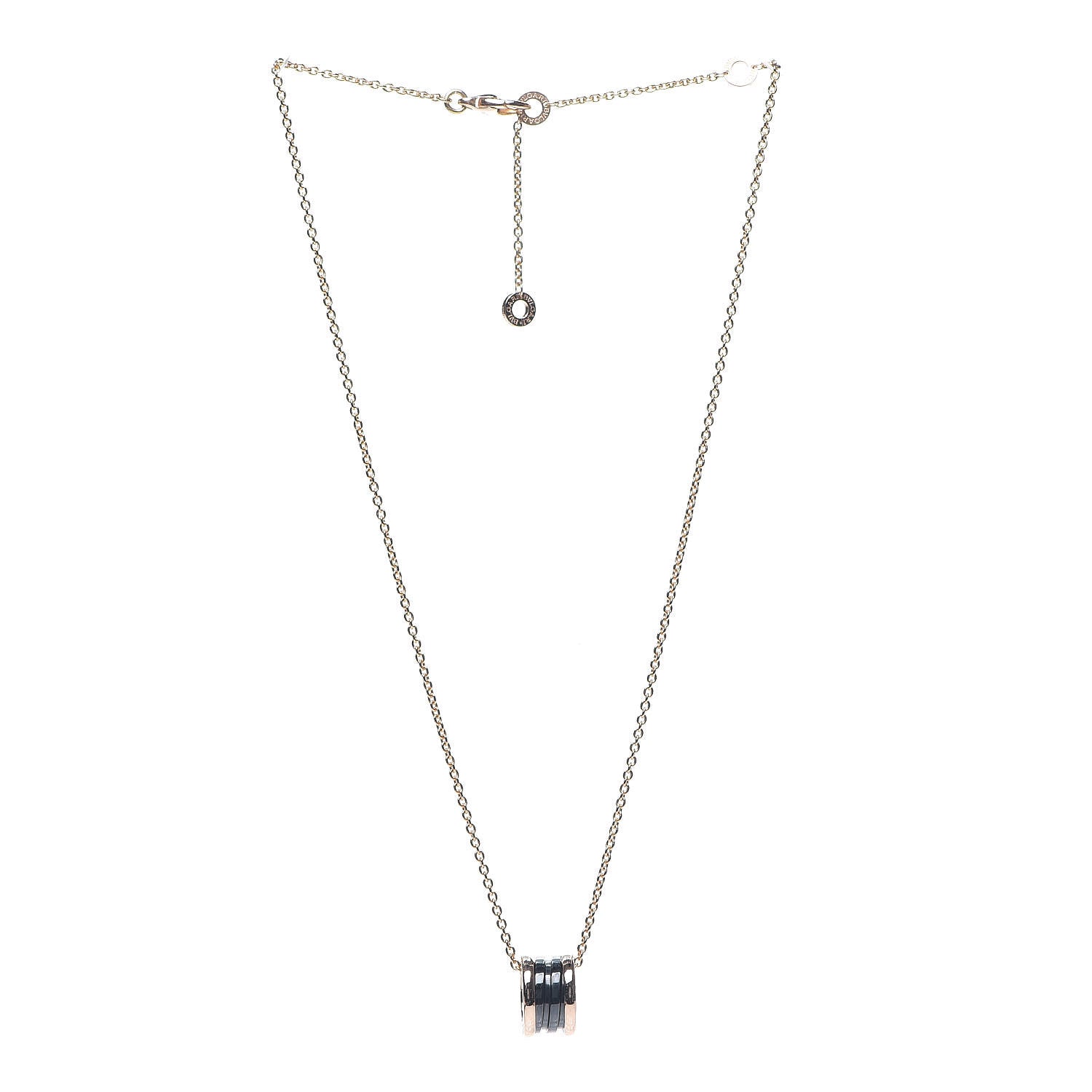 Bulgari 18K Rose Gold Black Ceramic B.Zero1 Pendant Necklace 2 of 5