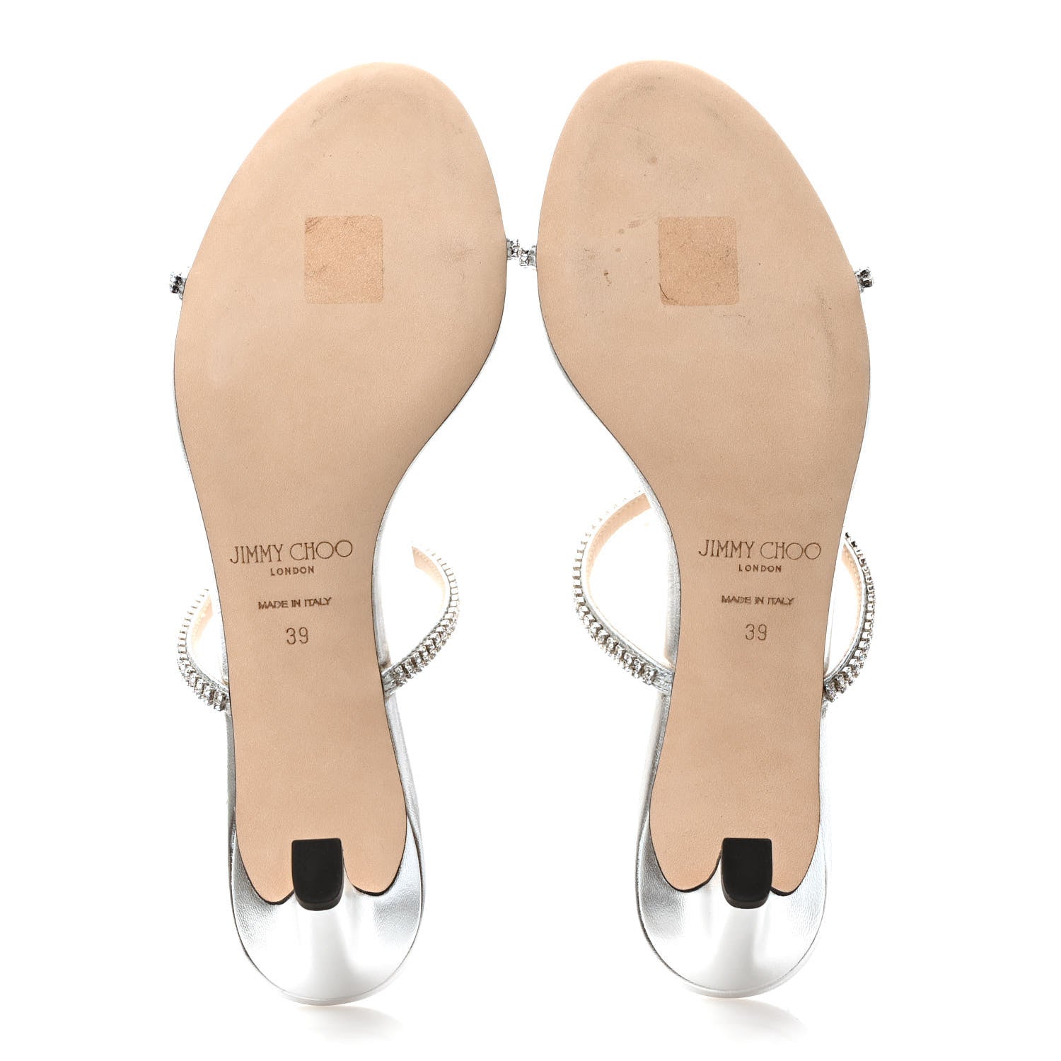 Jimmy Choo Metallic Calfskin Crystal Brea 65 Sandals 39 Silver 5 of 8