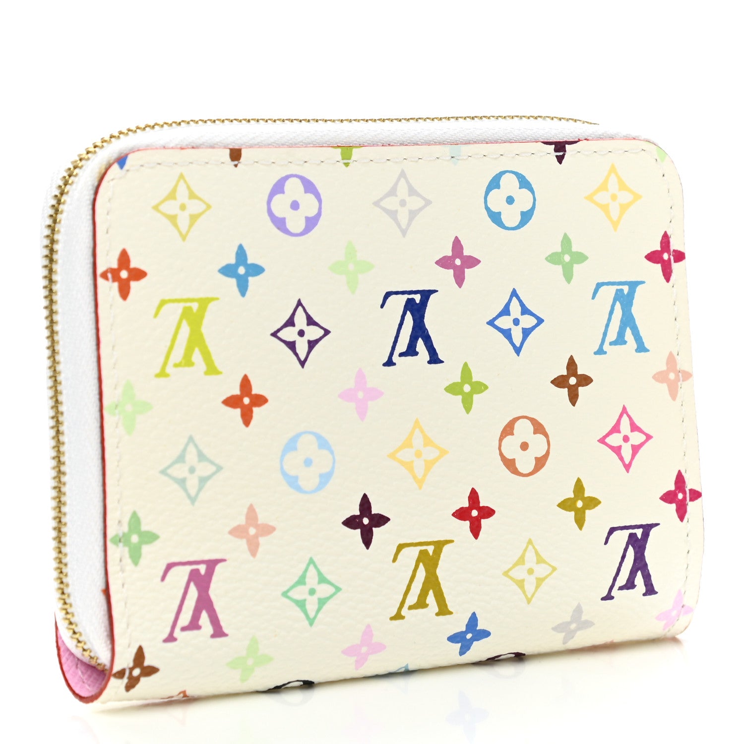 Louis Vuitton Monogram Multicolor Zippy Coin Purse Wallet White Litchi 3 of 7
