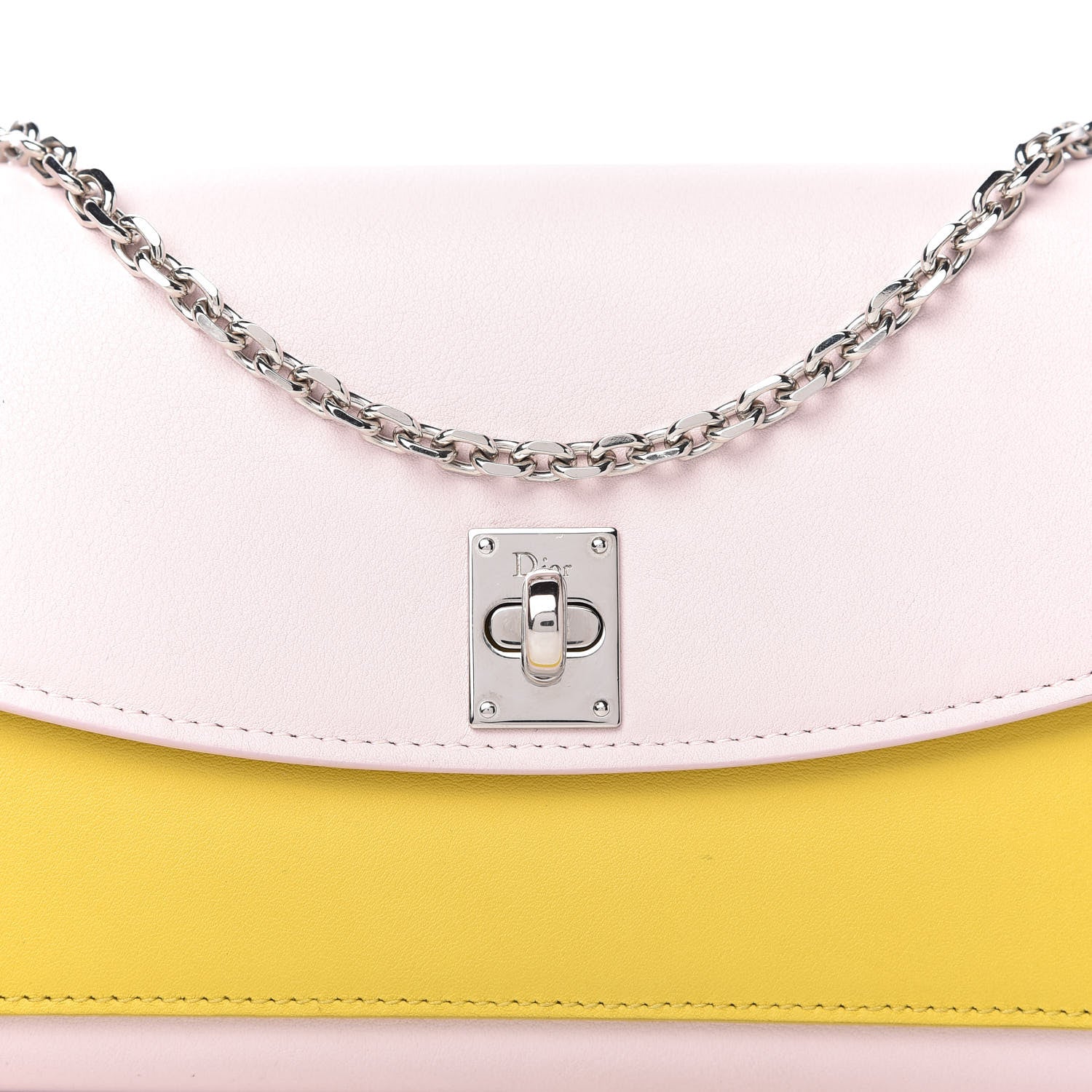 Christian Dior Calfskin Tri-Color Wallet On Chain Pink 10 of 12
