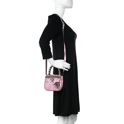 Versace Metallic Crackled Lambskin Mini La Medusa Bag Pink 2 of 11