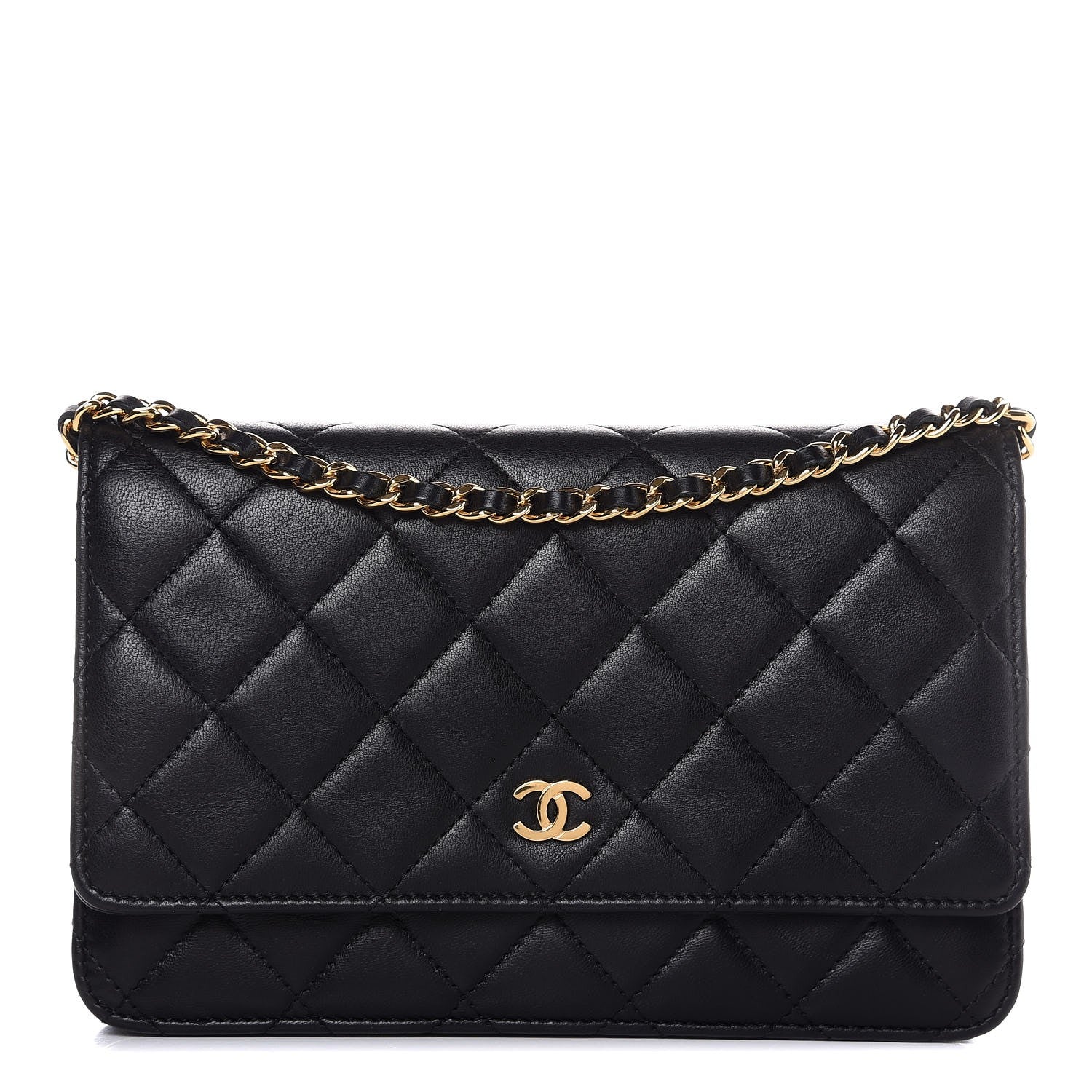 Chanel Lambskin Quilted Wallet On Chain WOC Black 1 of 9