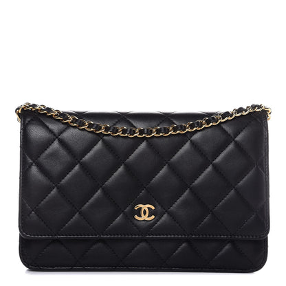 Chanel Lambskin Quilted Wallet On Chain WOC Black 1 of 9