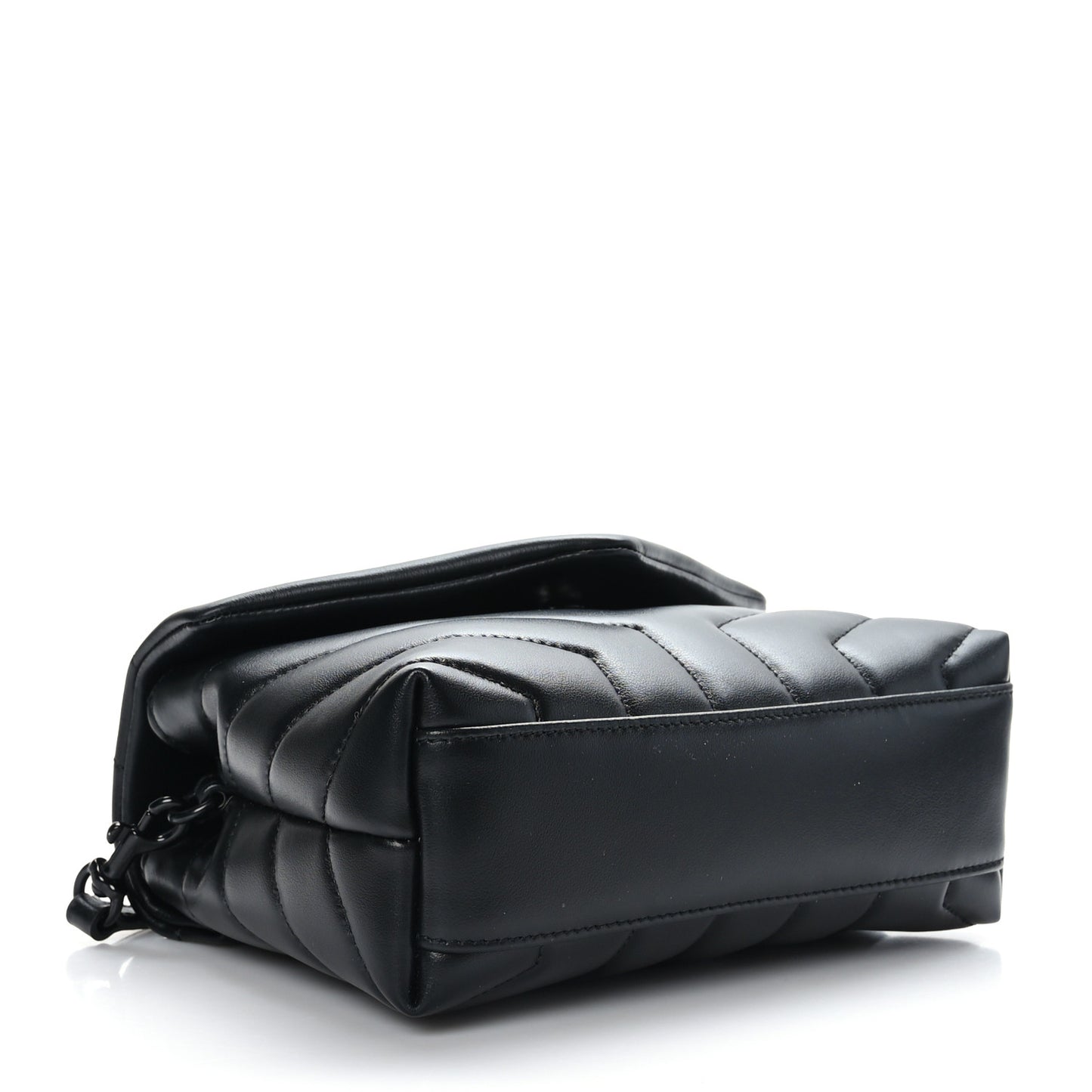 Calfskin Y Quilted Monogram Monochrome Toy Loulou Crossbody Bag Black