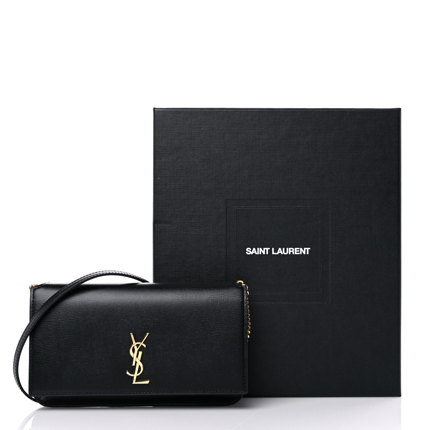 Smooth Calfskin Monogram Phone Holder Crossbody Black