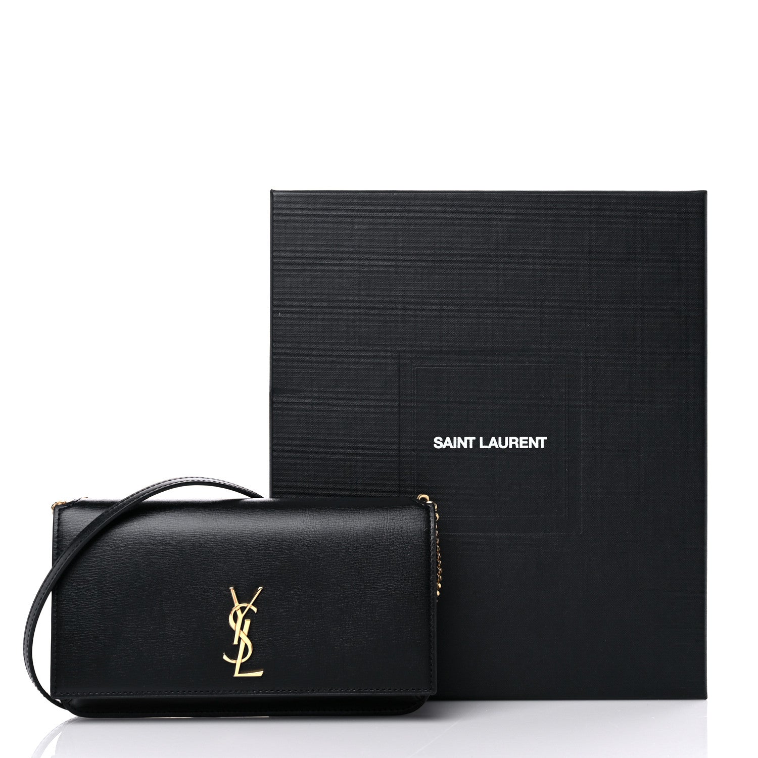 Saint Laurent Smooth Calfskin Monogram Phone Holder Crossbody Black 9 of 9