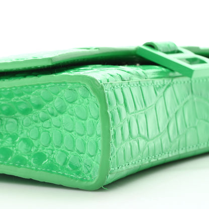 Balenciaga Shiny Calfskin Crocodile Embossed Hourglass Chain Bag Vivid Green 8 of 9