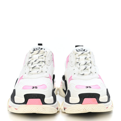 Balenciaga Fabric Mesh Washed Effect Womens Triple S Sneakers 35 Pink White Black 2 of 7