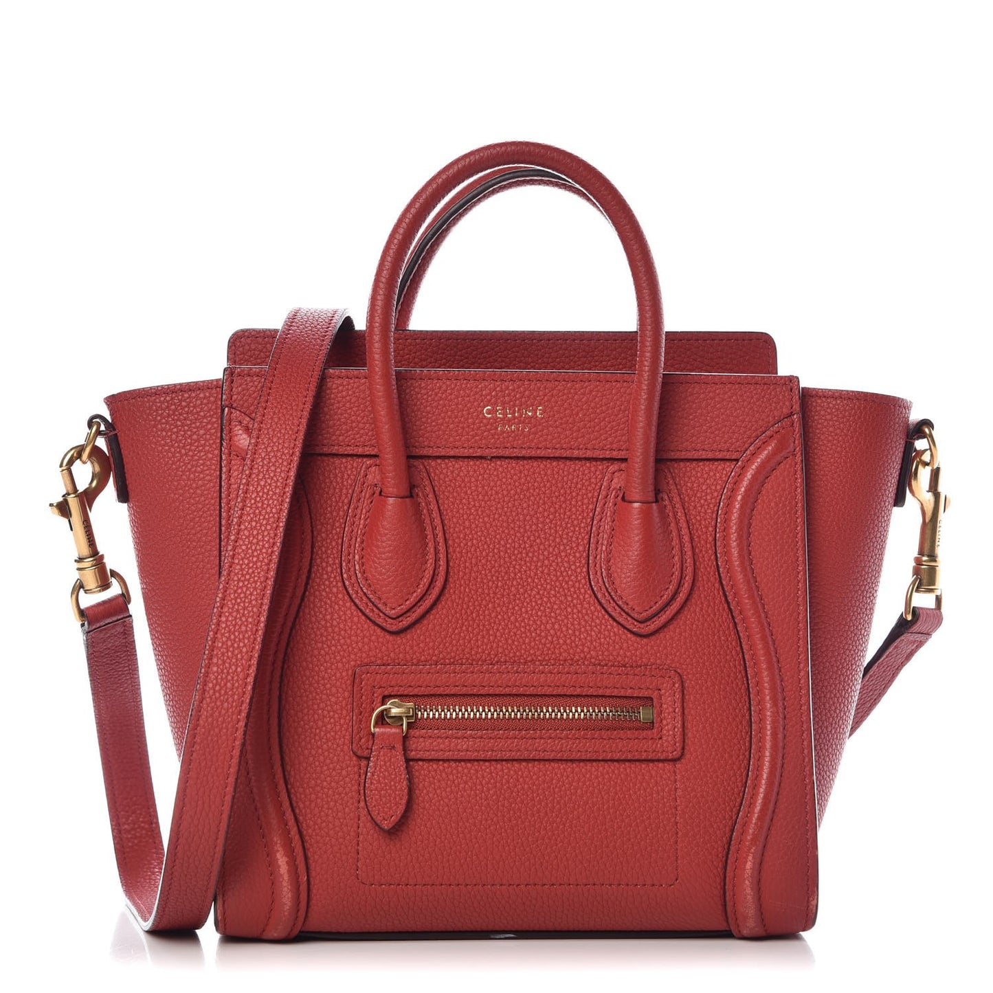 Drummed Calfskin Nano Luggage Coquelicot